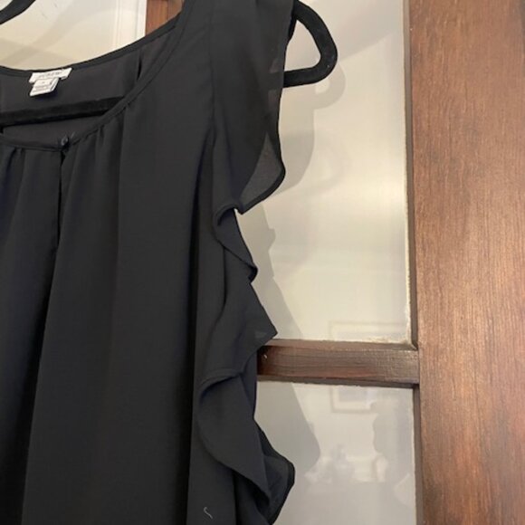 J.Crew Factory Black Ruffle Sleeve Mini Dress, Size Medium - Picture 2 of 7